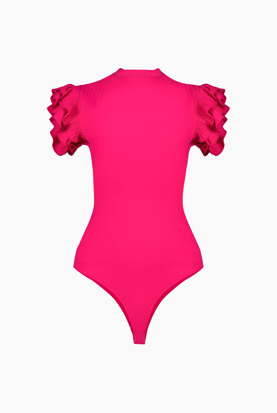 Body rosa con olanes en los hombros y cuello redondo